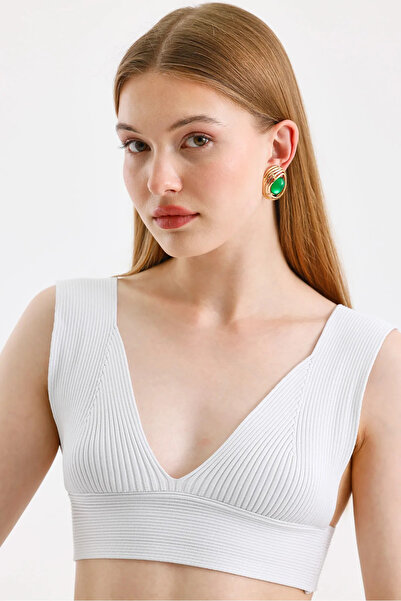 byozanyılmaz YEŞİL TAŞLI TASARIM KÜPE