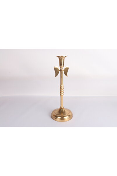 MuratogluHome Melek Kanatlı Orta Boy Şamdan 30 cm Dekoratif Altın Renk C526.0016