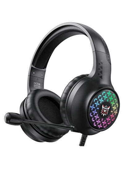 Onikuma Wired Gaming Headset with RGB Lighting and Noise Cancelling Microphone for PS4-5 / PC Xbox Black