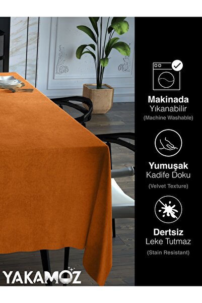 Yakamoz ORANGE VELVET TOUCH SERIES WITH VELVET TEXTURE TABLE COVER
