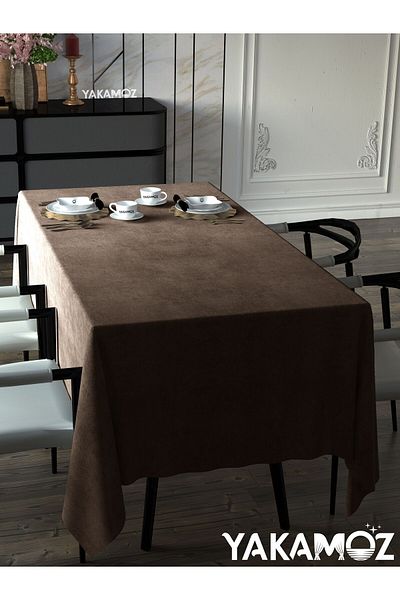 Yakamoz KAJU COLOR VELVET TEXTURED TABLE COVER LEAD-FREE VELVET TOUCH SERIES