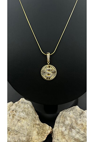 Butik Madalyonlu S Harfli Çelik Kolye