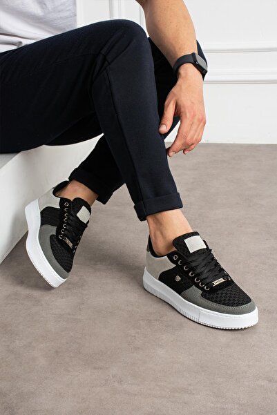 L.A Polo Black Smoked Color Breathable Fabric Men's Sneaker