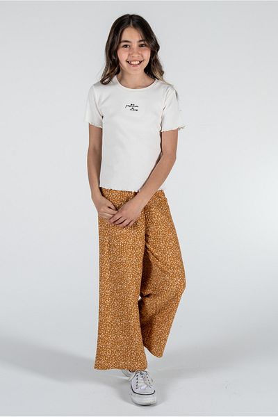 Kyron Girl's White T-Shirt and Floral Print Pink Pants Set / with Different Color Options