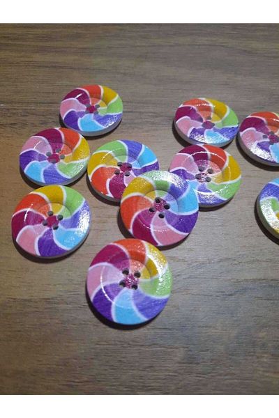 İMREN AKSESUAR Button Rainbow Colors 2.5 cm 1 Pack 5 Pieces