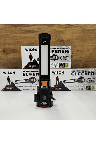 Wıson Ws-7510 4000 Lümen 40 Watt Çok Fonksiyonlu Profosyonel Kampçı El Feneri