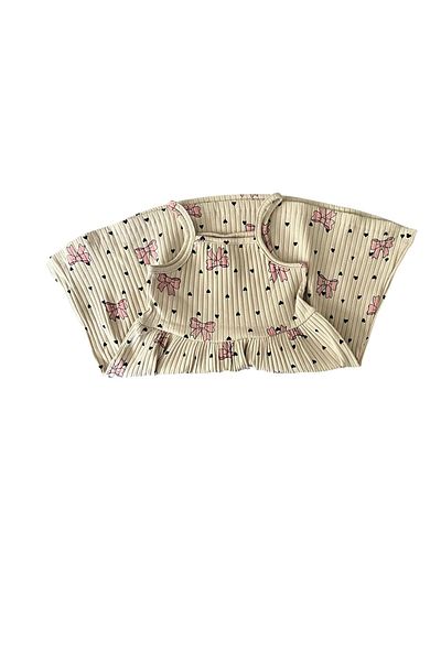 BY-GRİ By-Grey Ribbon Patterned Girl's Strap Summer Dress