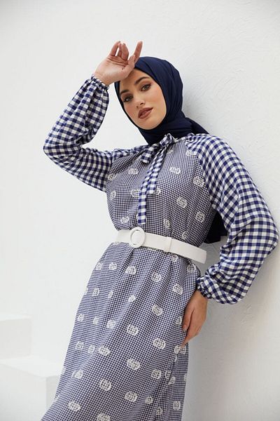 Nissra Ankanoor Gingham Raglan Κέντημα Φόρεμα Anka251406