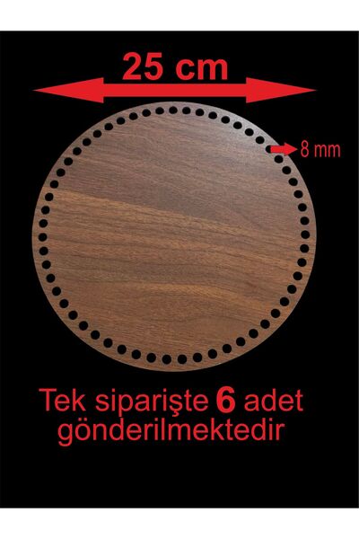 Wooden Walnut 25 Cm 6 Pieces Bamboo Tray Knitting Plate Underplate Perforated Underplate Crochet Base Work Basket Base