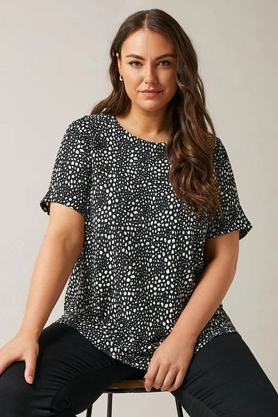 Stil Diva Plus Size Short Sleeve Crew Neck Print Blouse 615913