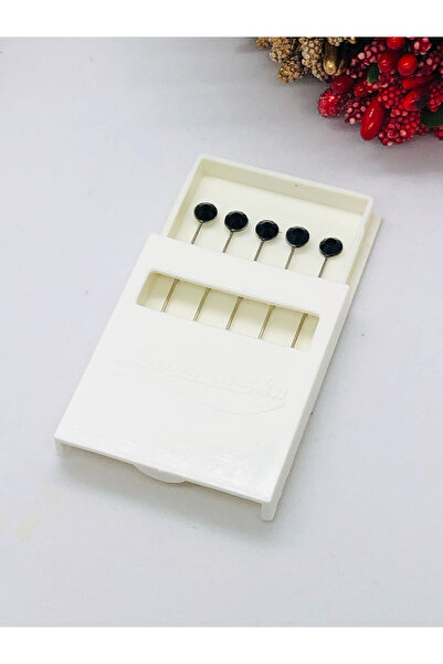 İnDerin Lüks Eşarp İğnesi Siyah Taşlı Kutulu 5'li İğne