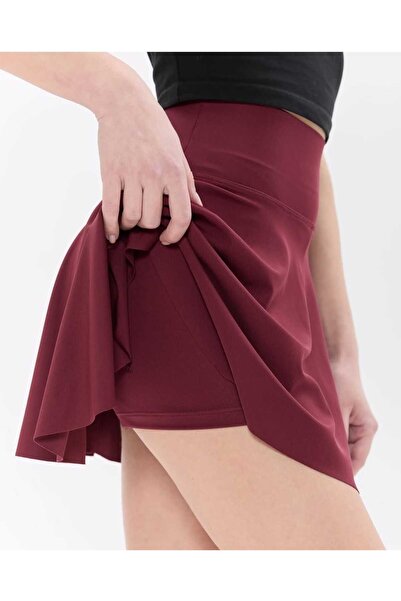 aryam butik Yüksek Bel Volanlı Enjeksiyon baskılı dalgıç kumaş Spor Etek Deniz Şortu Skirt With Shorts