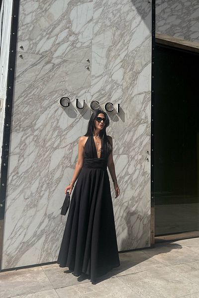 Seda Yalçın Atelier Rochie de in negru Puglia Design - Detaliu spate