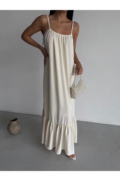 Ekim Store Rochie maxi casual cu bretele cu decolteu