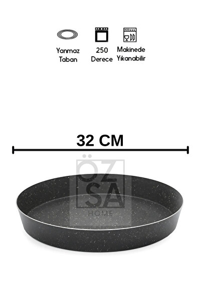 ÖzSa Home 3-Piece Granite Oven Tray Set Round Oven Tray Set 32-34-36 cm