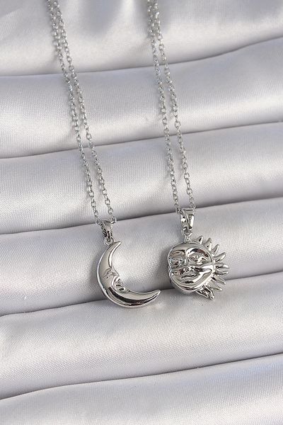 Skygo 316L Steel Silver Color Moon Sun Model Dating Women's Necklace - Tj-Bko10026