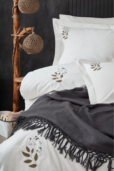 HUZUR ÇEYİZ Irina Handcrafted Fringed 7 Piece Pique Set