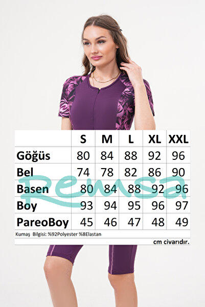 REMSA 2 Παρεουλούδια κοντά μανίκια με μακρύ σορτς με φερμουάρ Surfer μαγιό μαγιό μωβ