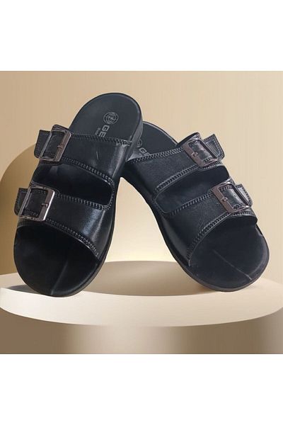 GEZER 12972 Ανδρικές παντόφλες Buckle Black Παντόφλες House