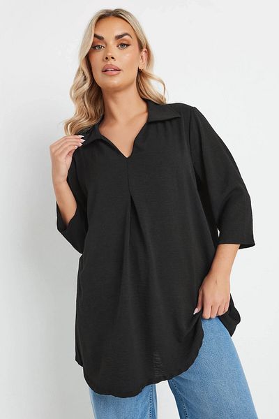 Stil Diva Μπλουζάκι με μισό μανίκι με γιακά V Plus Size 303922