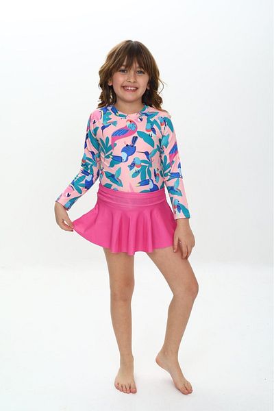 MODANINO Girl Shorts Skirt Long Sleeve Swimsuit Set 3-10 Years 12228
