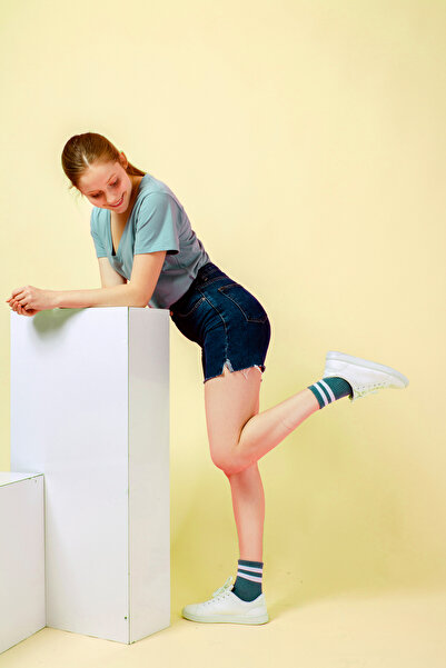 Go With Kadın Renkli 4'lü Pamuklu Spor Çemberli Yumuşak Esnek Dayanıklı Kolej Tipi Çorap 2501