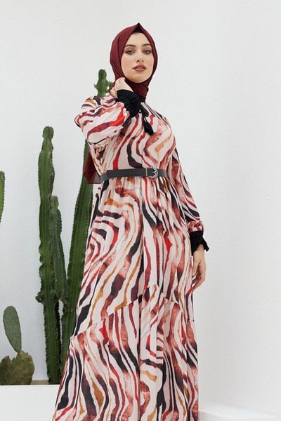 Nissra Ankanoor Kobe Crepe Tassel Detailed Belted Dress Anka 251404