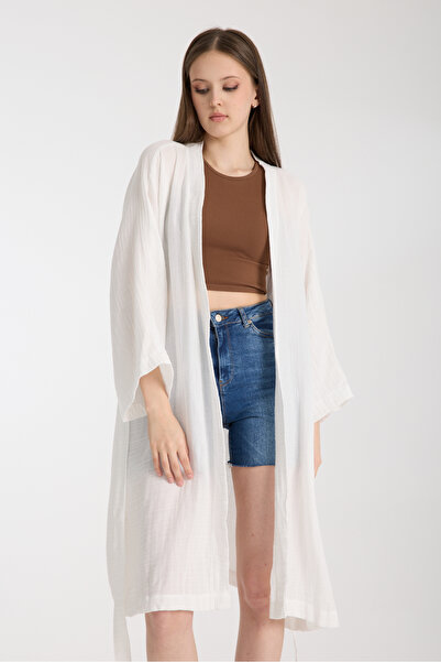 MoveBeach Двошаровий мусліновий тканинний кімоно парео звичайної довжини