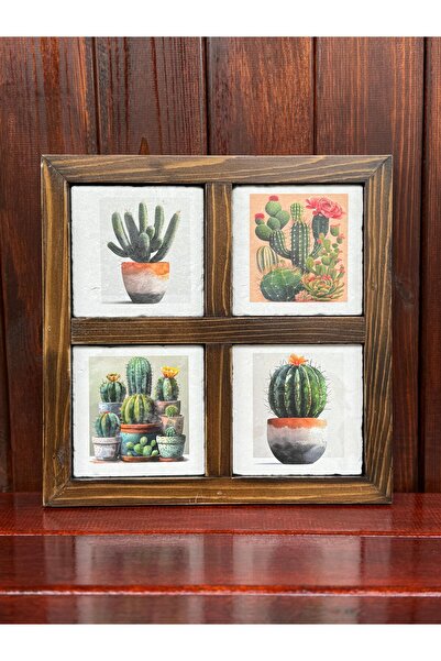 Butik إطار حجري مطبوع بالأشعة فوق البنفسجية بإطار خشبي طبيعي مقاس 26 × 26 سم ...