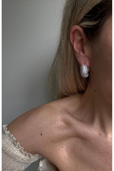 Rossetto Atelier Steel Silver Jewelled Hoop Earrings