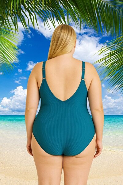 Truva XXL Plus Size Front Buckle Detailed Swimsuit