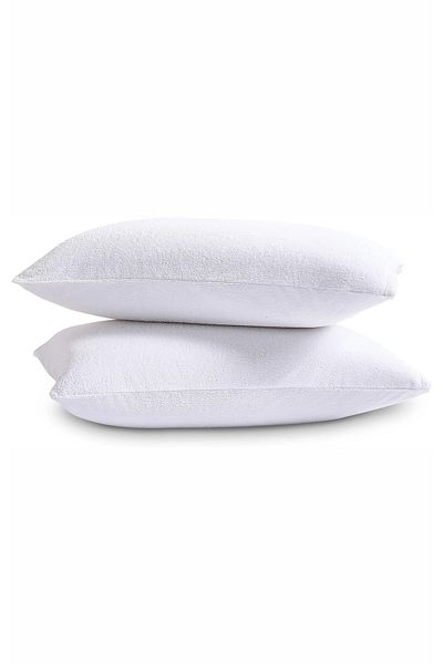 Art Comfort Zippered Cotton Pillow Protector - 100% Liquid & Dust Protection to Extend Pillow Life, 2 Pack