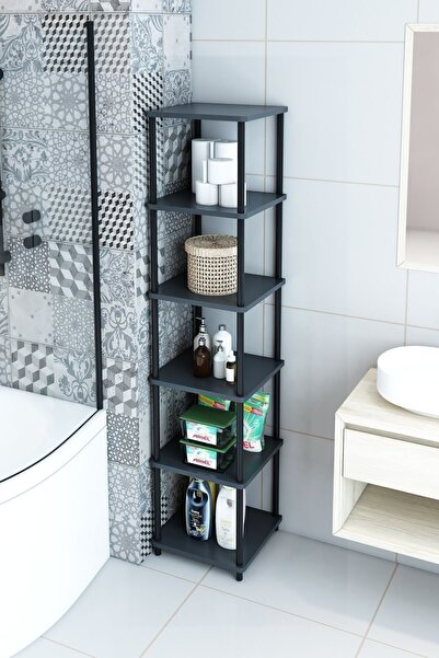 Modalanka 6 Raflı Kare Banyo Dolabı Havluluk Banyo Kileri Banyo Düzenleyici, ...