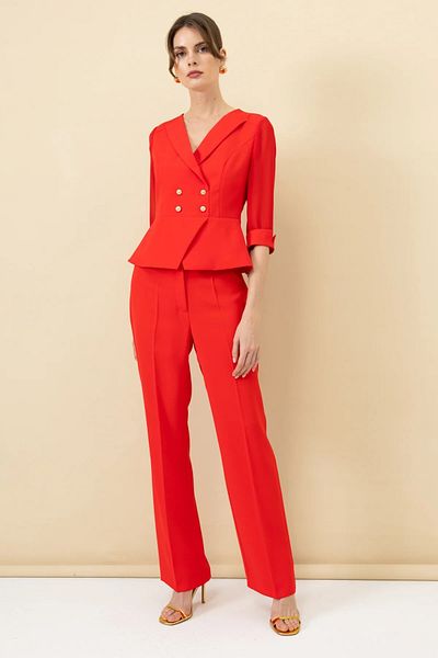 Ekol Wide Leg Pocketless Trousers Coral 04204