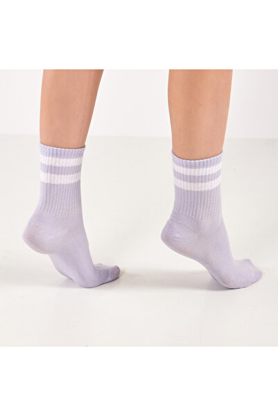 Go With Kadın Renkli 4'lü Pamuklu Spor Çemberli Yumuşak Esnek Dayanıklı Kolej Tipi Çorap 2501
