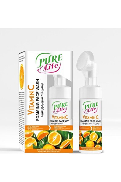 PureLife غسول الوجه الرغوي بفيتامين سي من بيور لايف مع فرشاة سيليكون (150 مل)