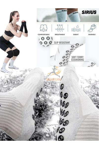 Bellanora Extra Grip Anti-Slip Performance Rubber Sole Women'S/Girl's Volleyball Socks - White - S-501