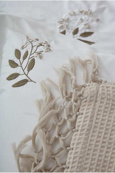 HUZUR ÇEYİZ Irina Handcrafted Fringed 7 Piece Pique Set