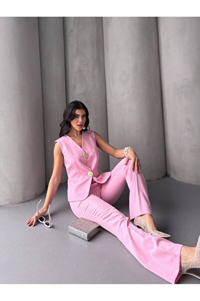 NILOO YENİ SEZON KADIN İKİ  DÜĞMELİ  YELEKLİ TAKIM ELBİSE