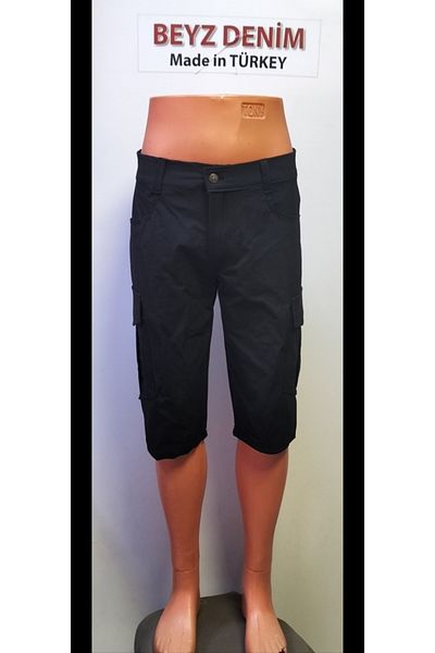 BeyzDenim Dobby Black Power Full Length Lycra Knee Length Shorts Capri Bermuda
