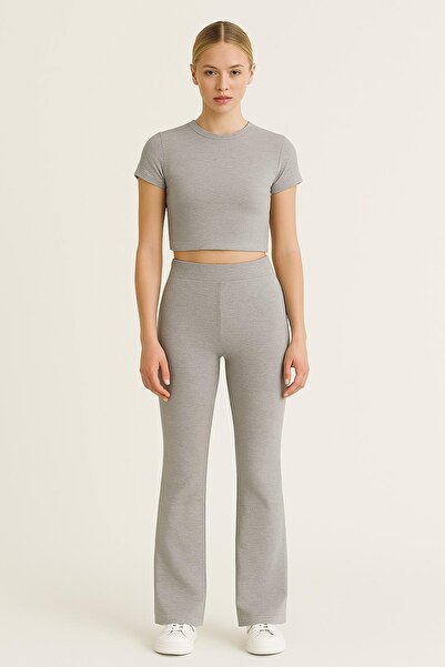 HAKKE Modal Crop Ve Düz Paça Yüksek Bel Takım