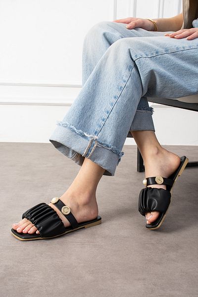 topukludünyası Sequin Buckle Daily Women's Slippers