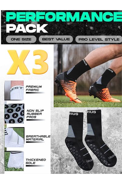 Bellanora 3 ζεύγη Performance Series Football Rubber Αντιολισθητική Πετσέτα Σόλα χωρίς ραφή Αγώνα Κάλτσες Γκέτες Χαλιά Γήπεδο