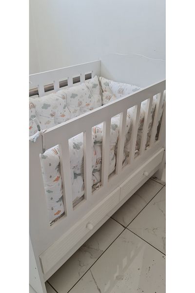 yasetex tasarım 60 × 120 - طقم حماية لجانب سرير الأطفال - ارتفاع 40 سم، قابل للغسل