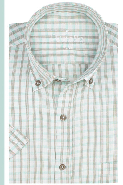 Varetta Erkek Su Yeşili Kısa Kollu Cepli Geniş Kesim Pamuklu Yazlık Kareli Gömlek