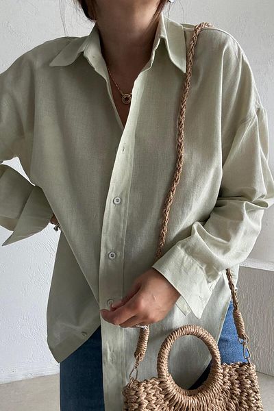 ELVAN TOLON Water Green Linen Shirt
