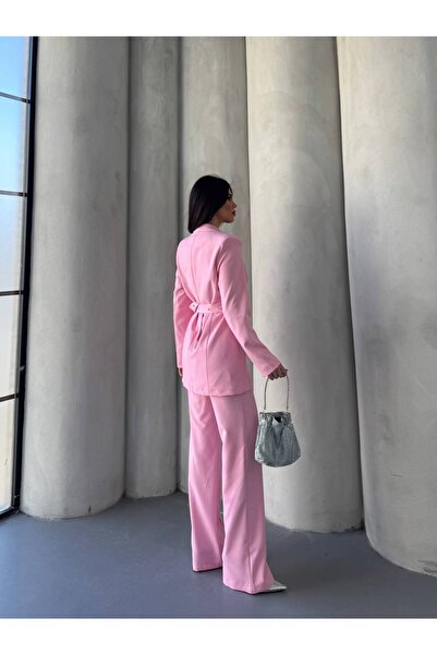BARG FASHION Kadın Kemerli Ceket Pantalon Takım