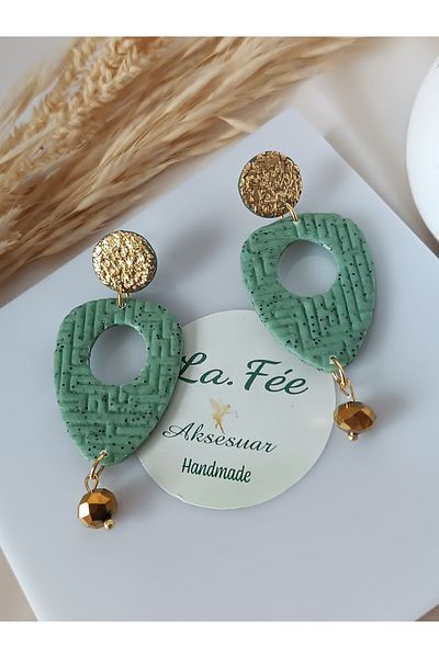 La fee aksesuar Bohemian & Ethnic Pattern Textured Bead Detail Dangle Women Earrings Polymer Clay Earrings