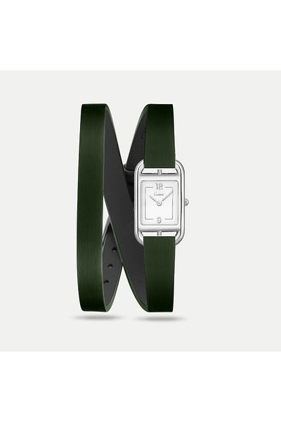catera Caterra Women's Watch, Leather, Two-Tone, Oil Strap, Silver Frame