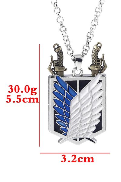 FG KONNİCHİWA Attack on Titan Anime Detachable Sword Chained Necklace Steel Necklace Stainless Does Not Toss Color